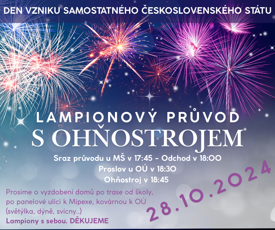 Lampionový průvod s ohňostrojem 28.10.2024